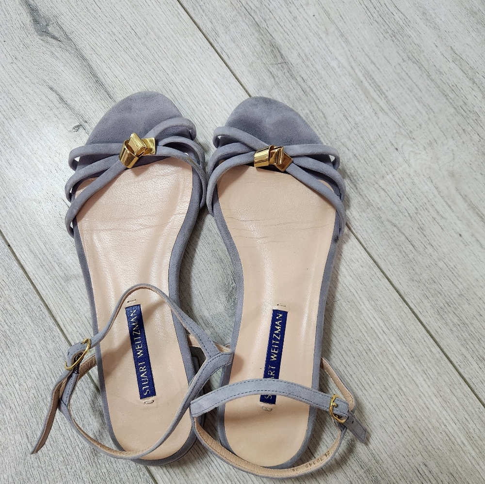 Stuart Weizman Blue Flat Sandal, US6